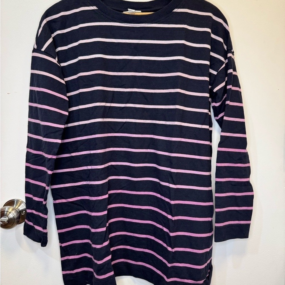 J. Jill Women’s Oversized Chic Black and Pink Striped Top or Short Dress Size S